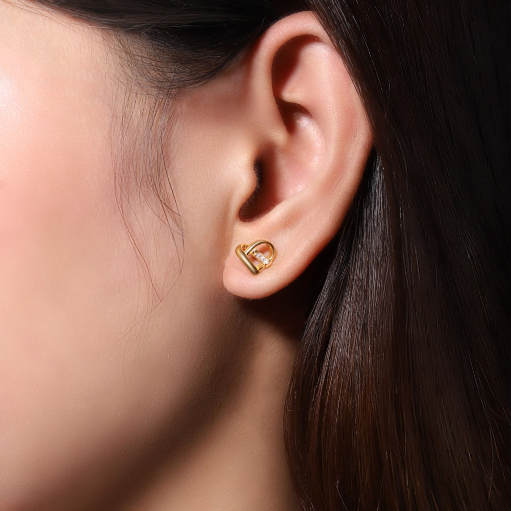 Heart Intertwined Earrings - 18K Gold-Plated