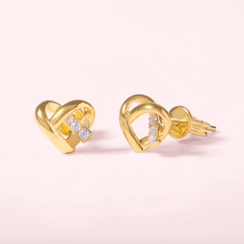Heart Intertwined Earrings - 18K Gold-Plated