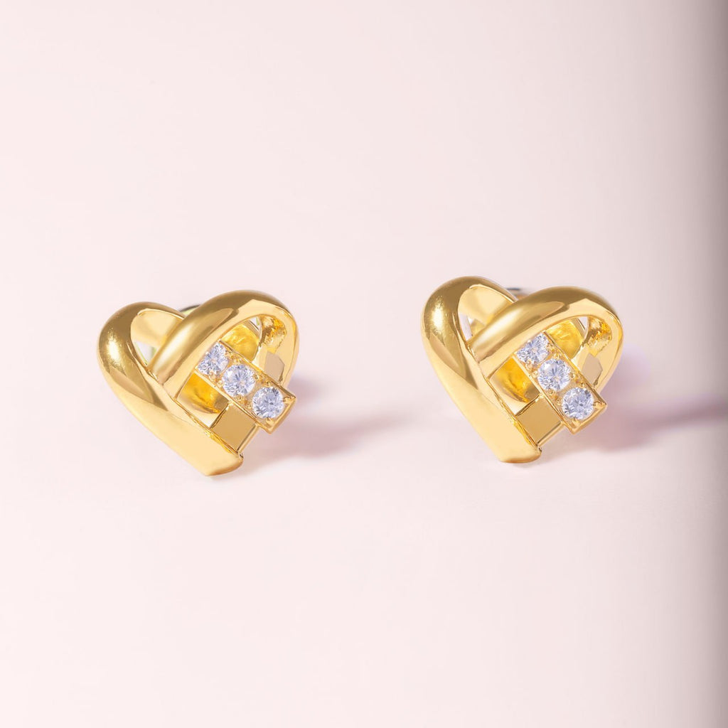 Heart Intertwined Earrings - 18K Gold-Plated