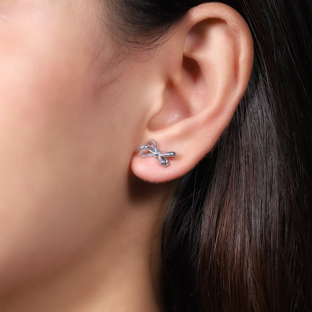 Sweet Bow Earrings - Silver