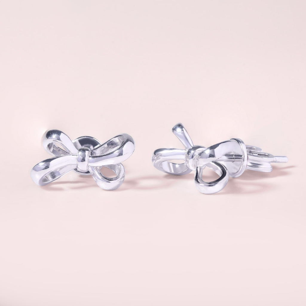 Sweet Bow Earrings - Silver