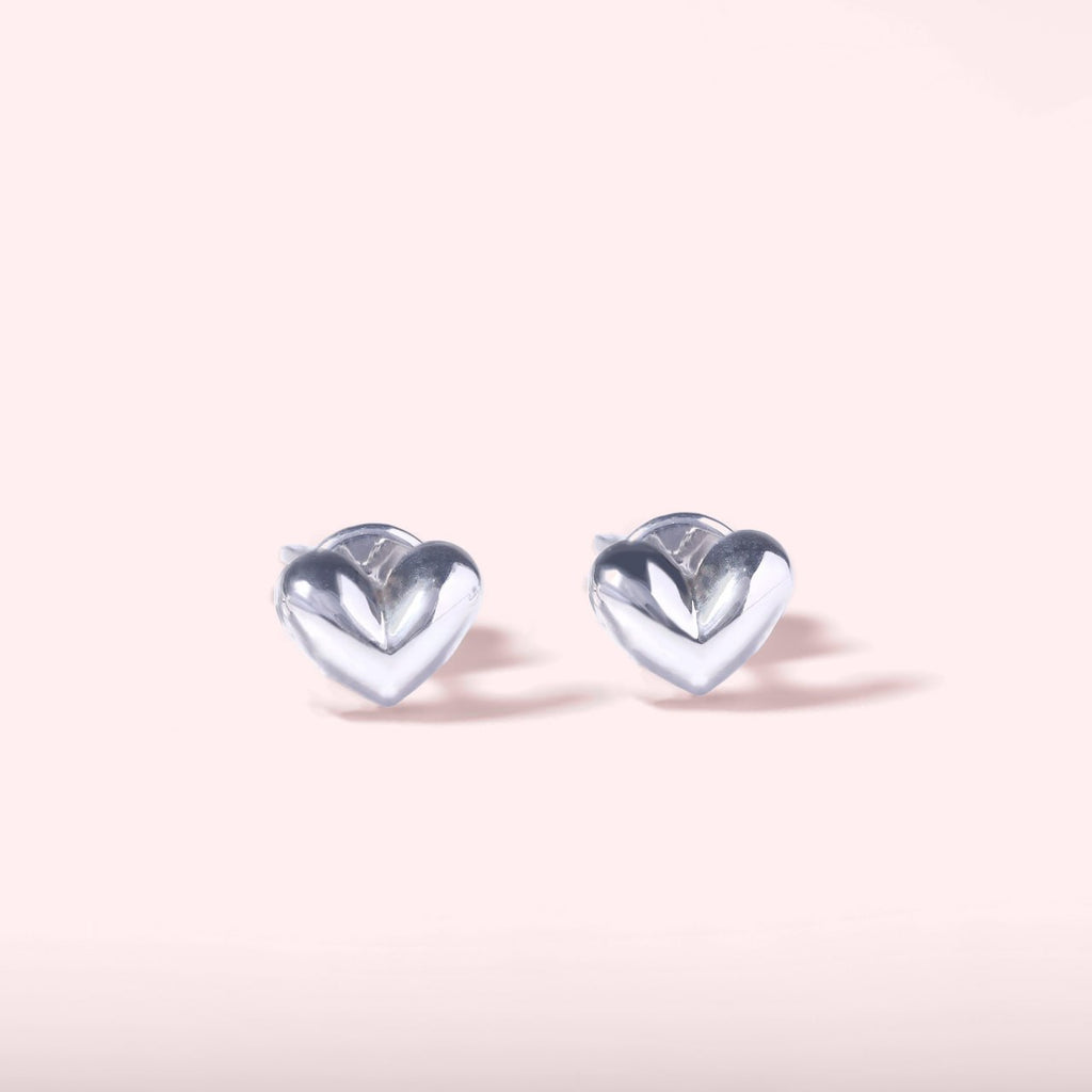 Mini Heart Earrings - Silver