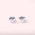 Mini Heart Earrings - Silver