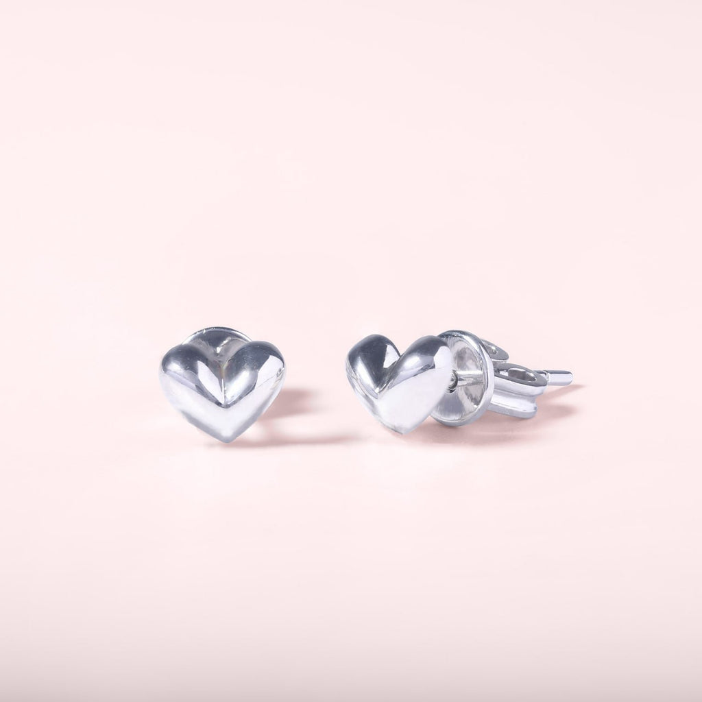 Mini Heart Earrings - Silver