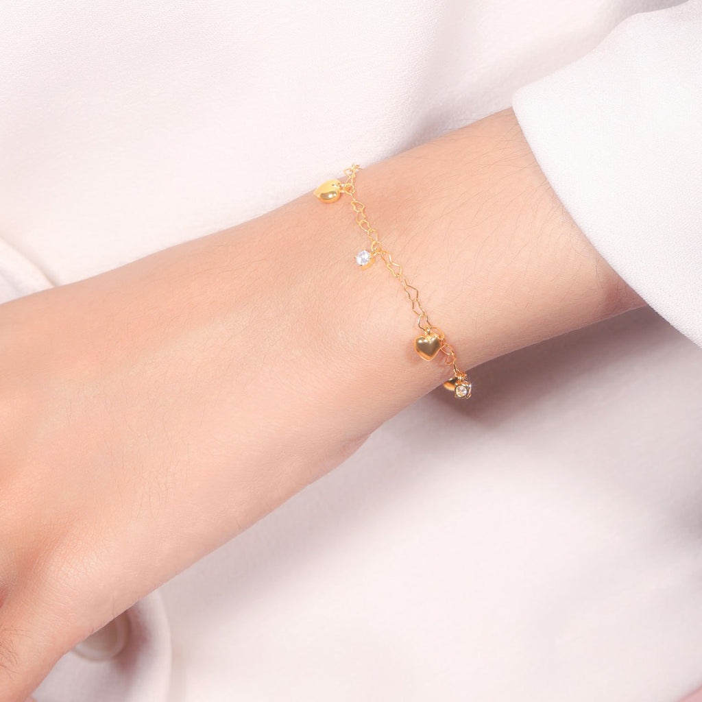 Dangle Heart Bracelets - 18K Gold-Plated