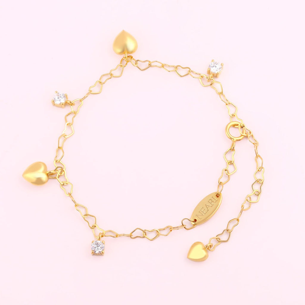 Dangle Heart Bracelets - 18K Gold-Plated