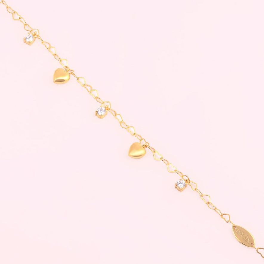 Dangle Heart Bracelets - 18K Gold-Plated