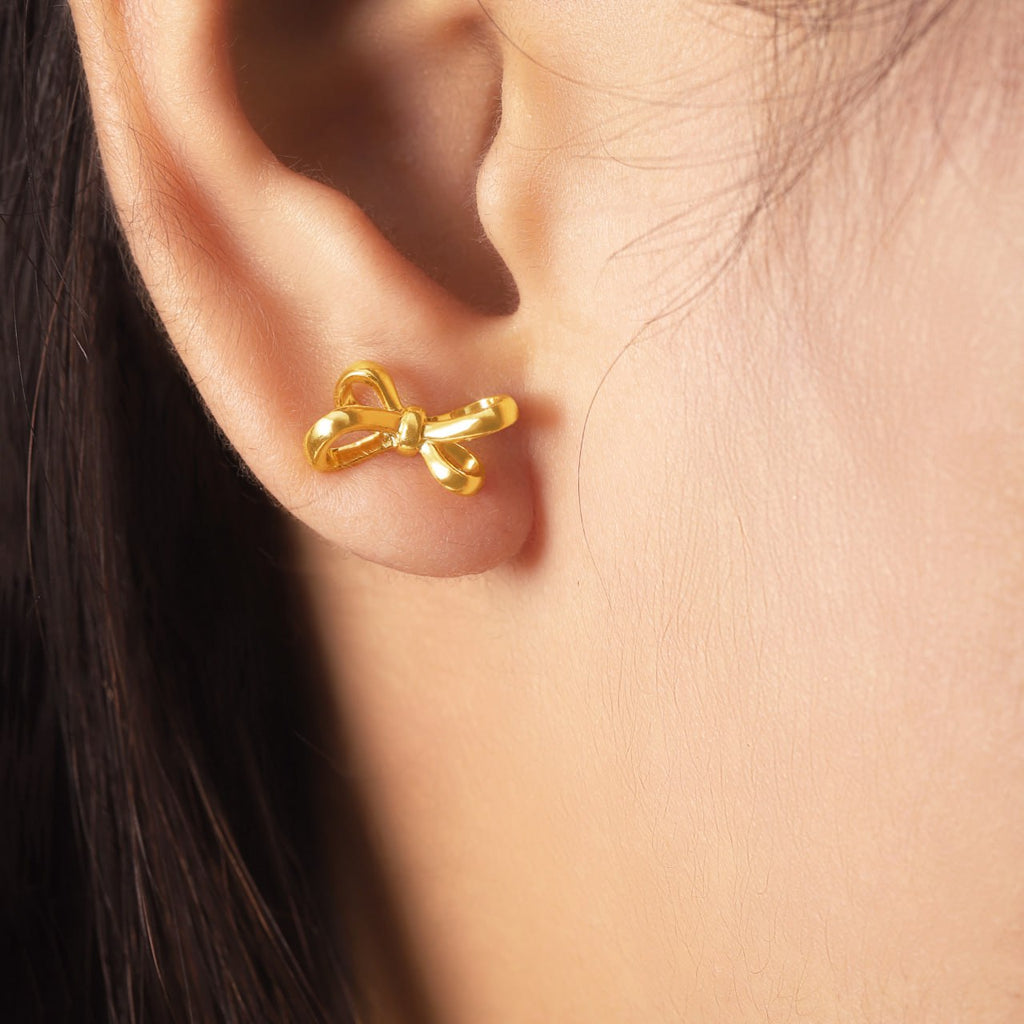 Sweet Bow Earrings - 18K Gold-Plated