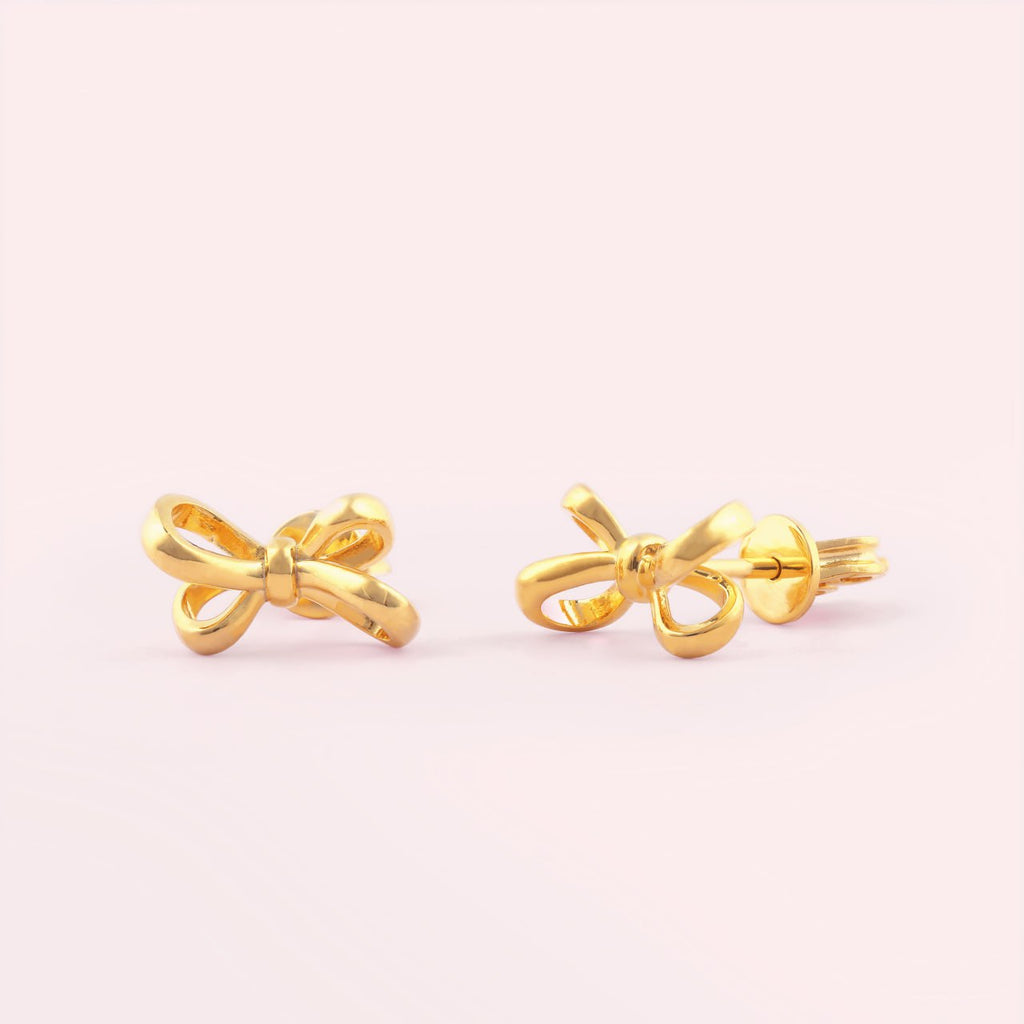 Sweet Bow Earrings - 18K Gold-Plated