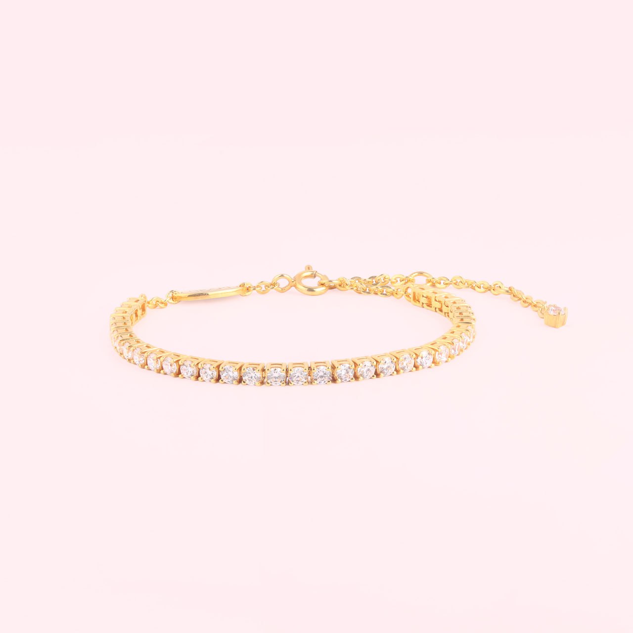 Classic 18k Gold-Plated Tennis Bracelet - Prongs Setting