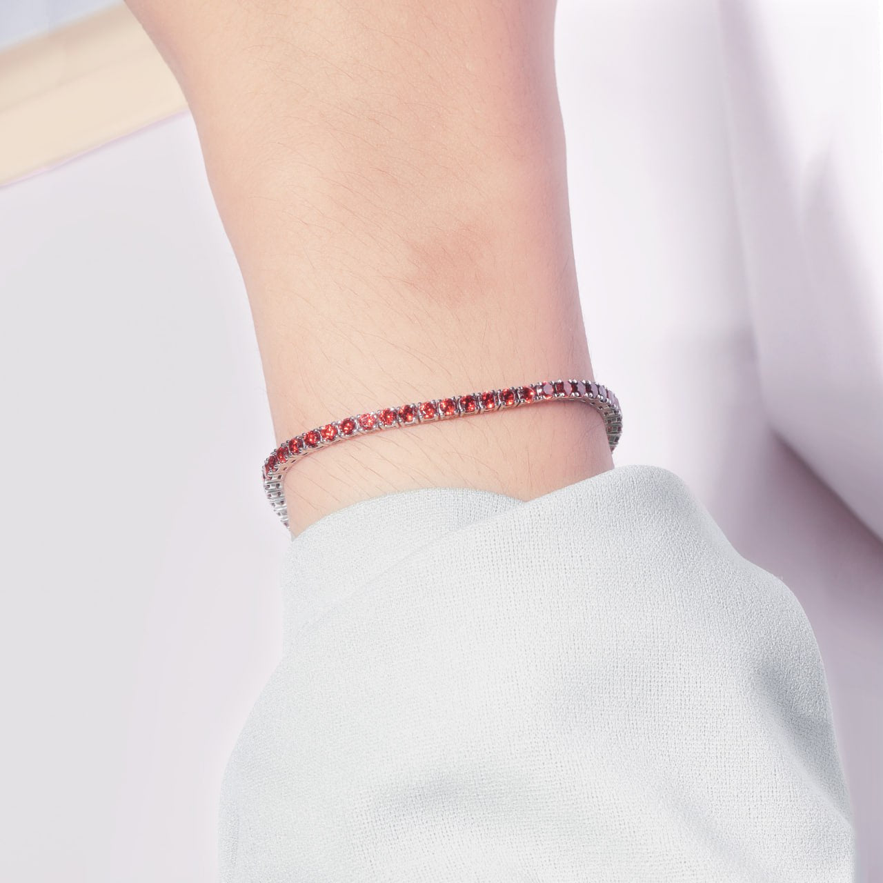 Cherry Tennis Bracelet - Prongs Settings