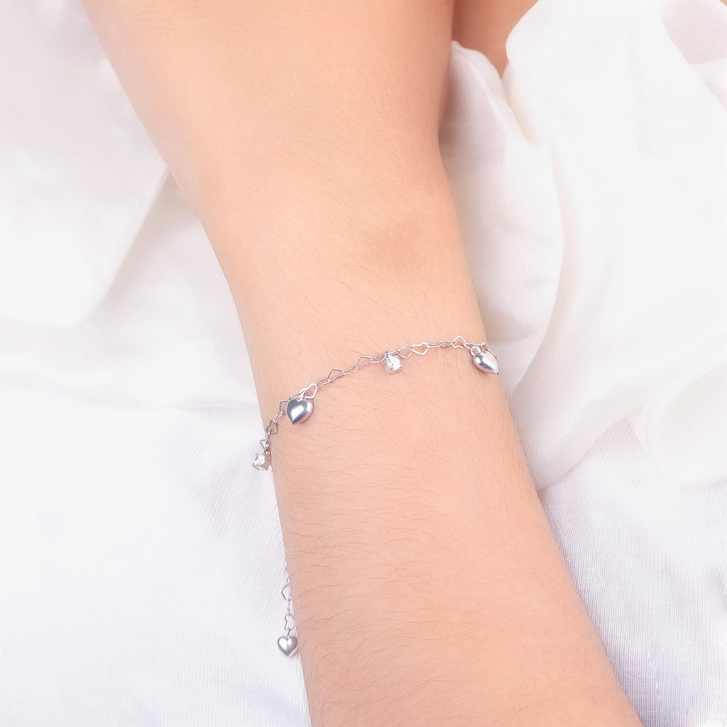 Dangle Heart Bracelet - Silver