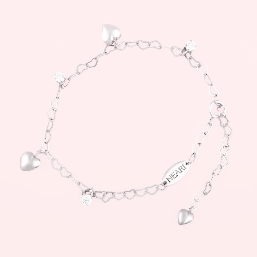 Dangle Heart Bracelet - Silver