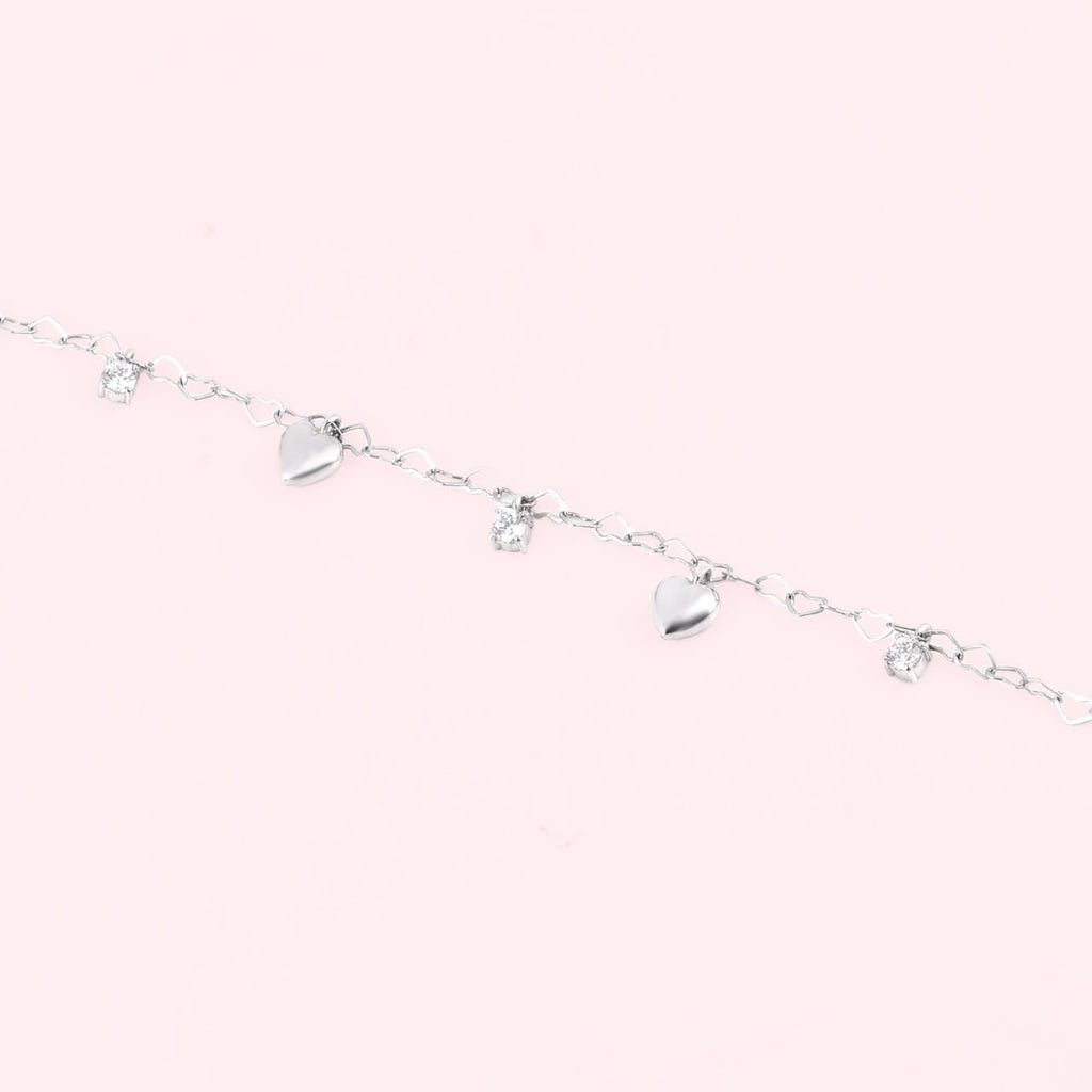 Dangle Heart Bracelet - Silver